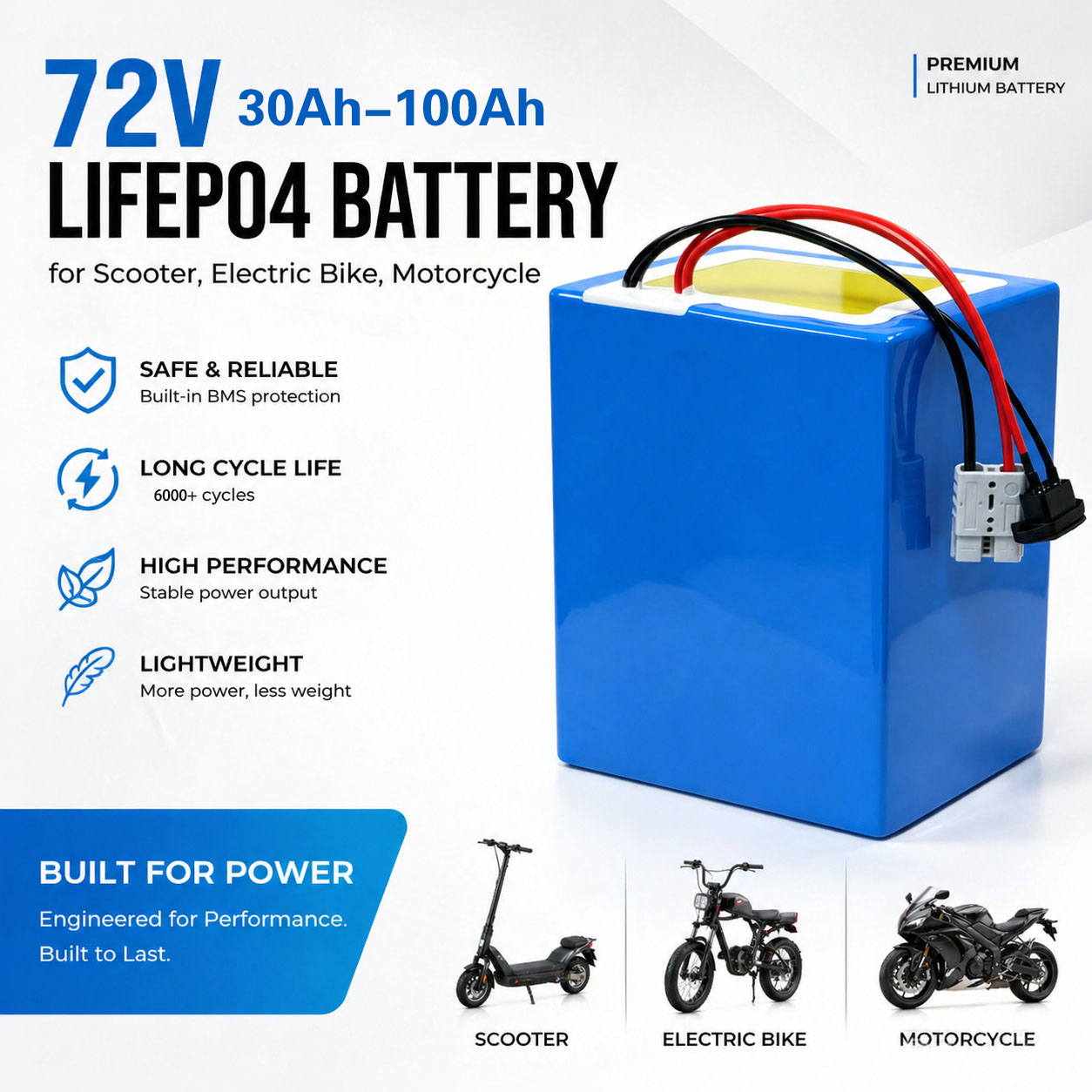 Lithium LiFePO4 72V 50Ah 60Ah  - огляд і ціна 72V 60Ah Lifepo4 Battery Pack